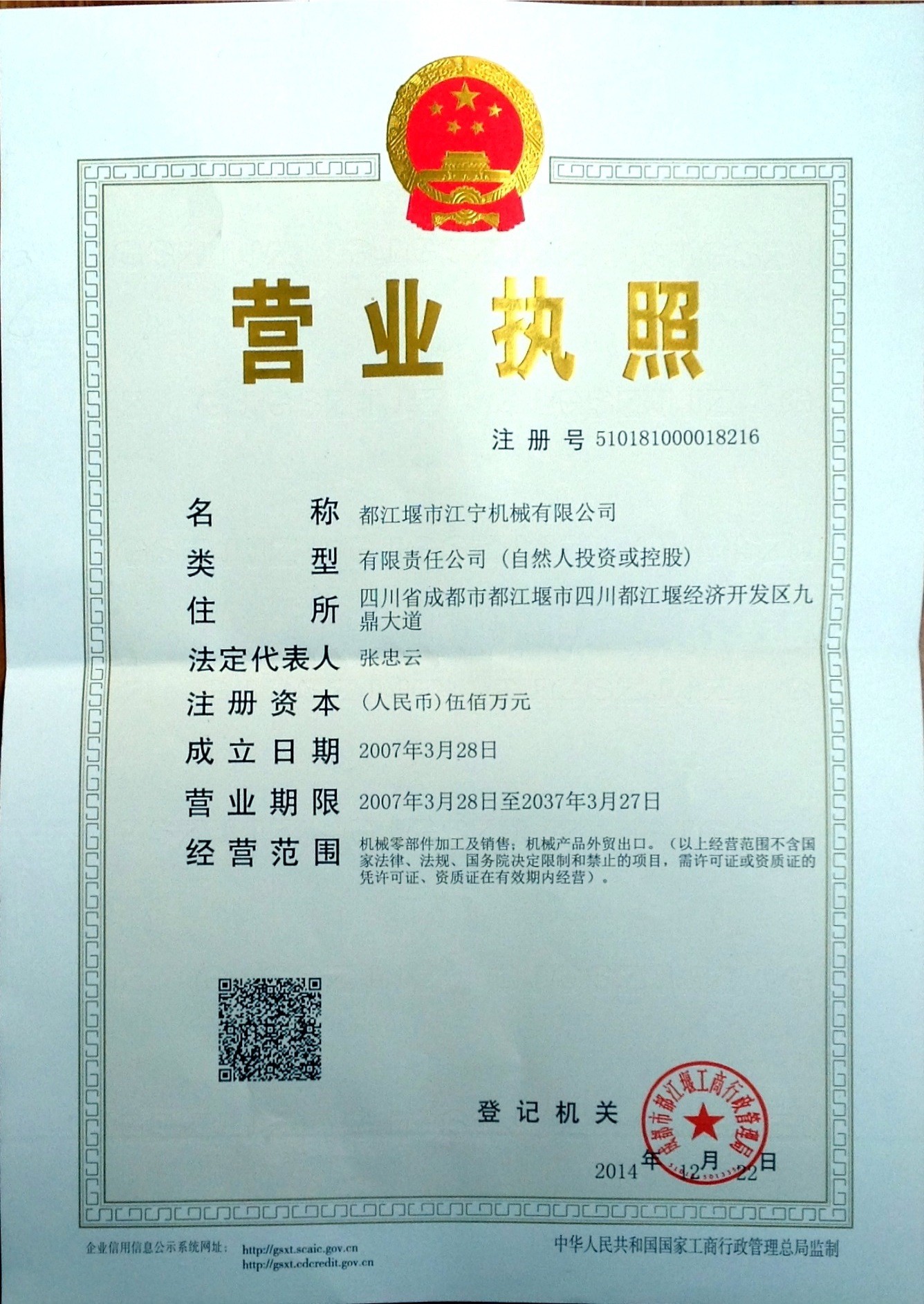 China Joiner Machinery Co., Ltd. Certificações